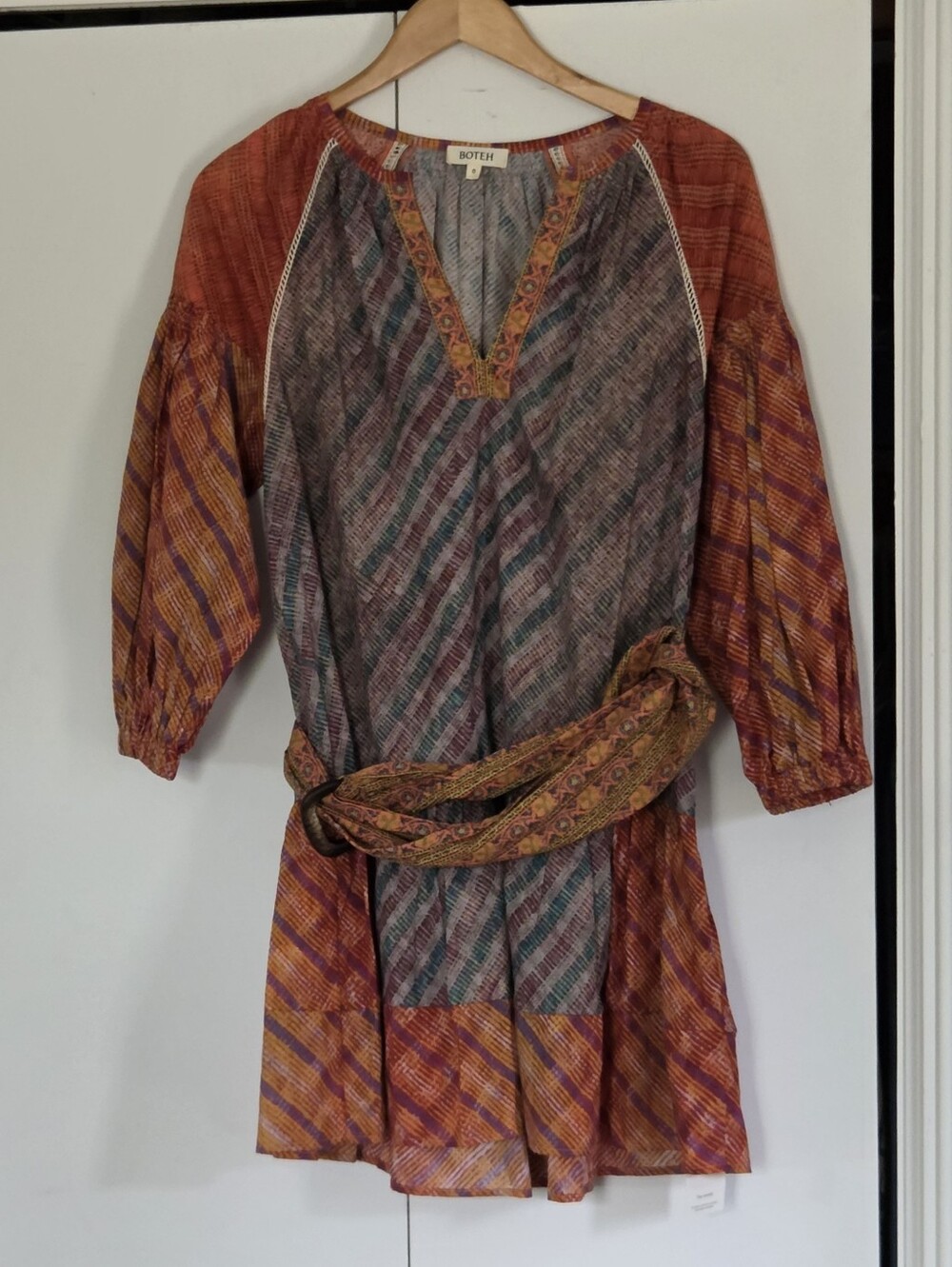 Boteh Rust Multicolor Boho Tunic Dress